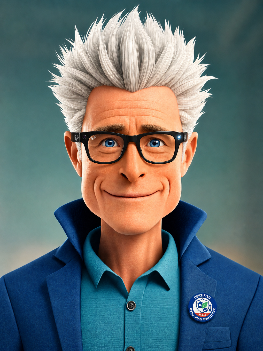 Illustrated avatar portrait of Steve McLeod wearing smart glasses